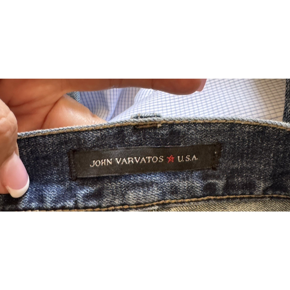 John Varvatos Mens Bowery Jeans Slim Straight 34 Stretch Denim Washed Blue USA - Picture 11 of 15